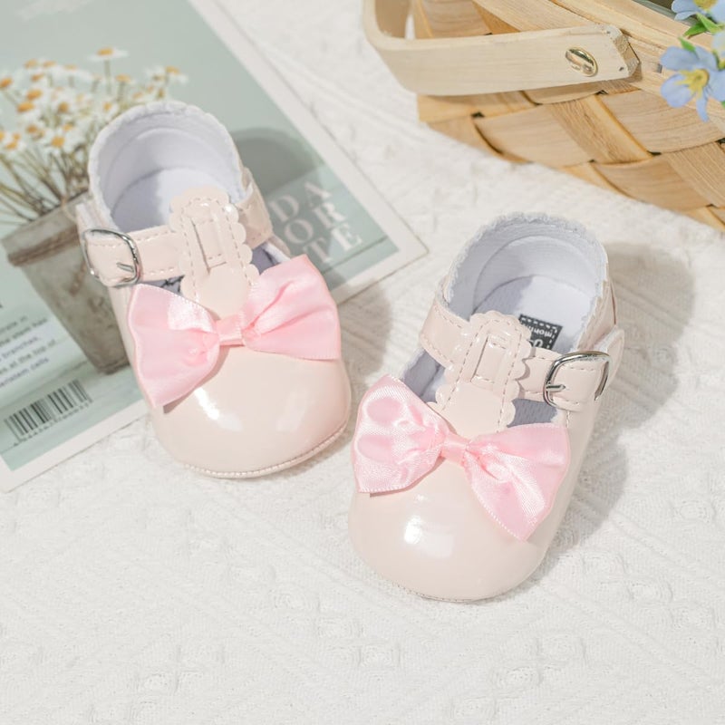 Meckior Infant Baby Girls Soft Sole Bowknot Princess Wedding Dress Mary Jane Flats Shoes - H20/Pink, 0-6 Months - Image 4