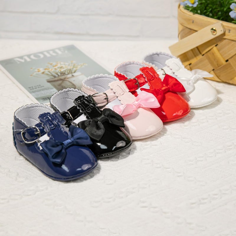 Meckior Infant Baby Girls Soft Sole Bowknot Princess Wedding Dress Mary Jane Flats Shoes - H20/Pink, 0-6 Months - Image 3