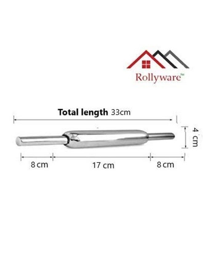 Rollyware Premium 100% Stainless Steel Smooth Rolling Pin/Belan for Baking, Doughs, Breads, Chapati -Slim, Non Stick, Lightweight with Better Grip & Easy to Wash - Image 3
