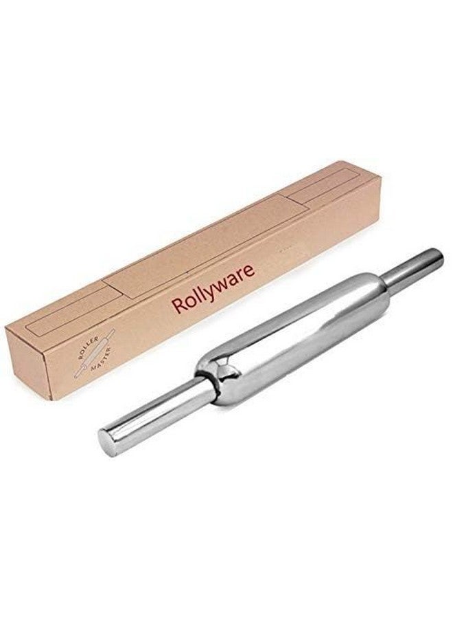 Rollyware Premium 100% Stainless Steel Smooth Rolling Pin/Belan for Baking, Doughs, Breads, Chapati -Slim, Non Stick, Lightweight with Better Grip & Easy to Wash - Image 2