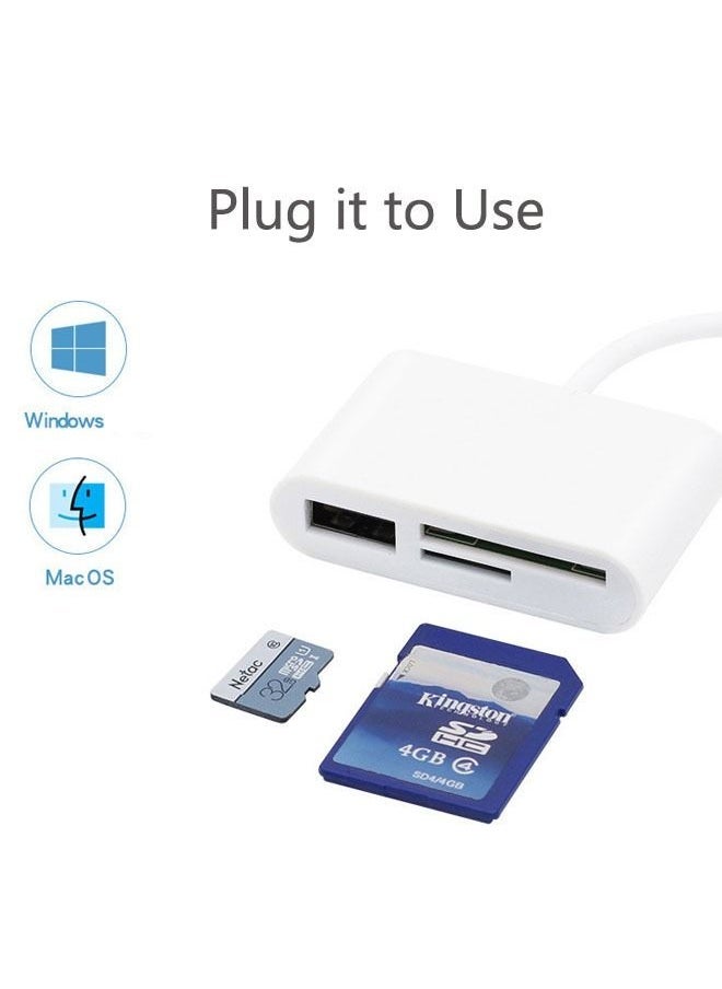 قارئ بطاقات SD USB C متعدد الوظائف 3 في 1، قارئ بطاقات من النوع C لأجهزة USB C، محول بطاقة TF يدعم القراءة والكتابة المزدوجة (أبيض 3.0) - Image 3