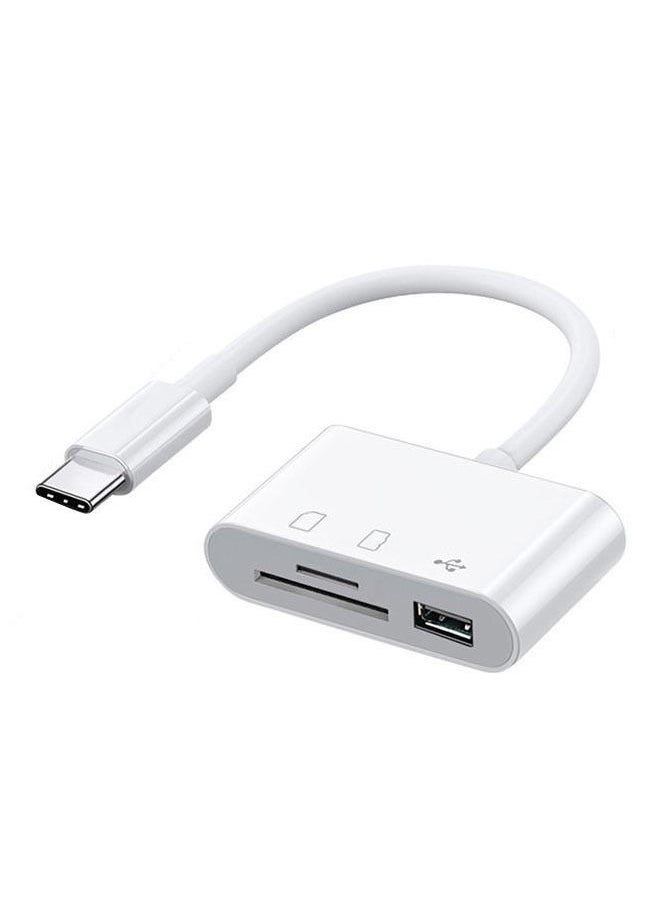 قارئ بطاقات SD USB C متعدد الوظائف 3 في 1، قارئ بطاقات من النوع C لأجهزة USB C، محول بطاقة TF يدعم القراءة والكتابة المزدوجة (أبيض 3.0) - Image 1
