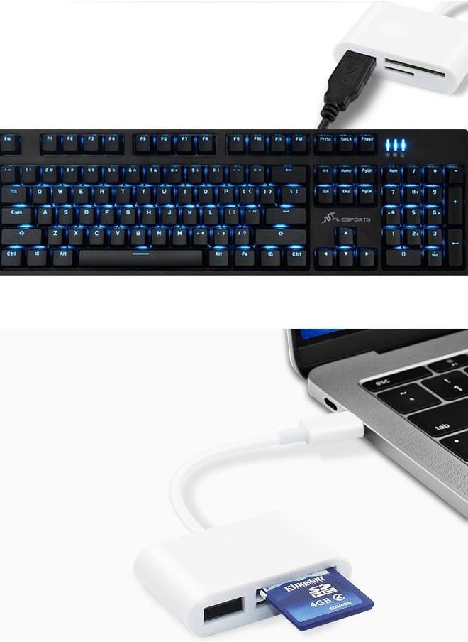 قارئ بطاقات SD USB C متعدد الوظائف 3 في 1، قارئ بطاقات من النوع C لأجهزة USB C، محول بطاقة TF يدعم القراءة والكتابة المزدوجة (أبيض 3.0) - Image 4
