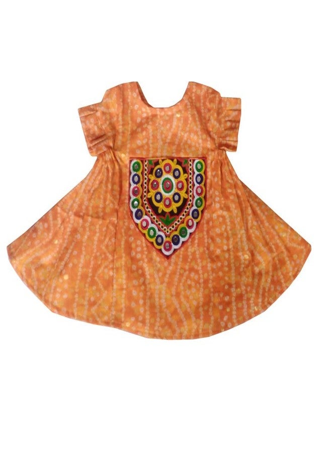 Aglare Cotton bandhni Frock,Frocks for Girls, Frocks for Kids, Frocks.Yellow - Image 1