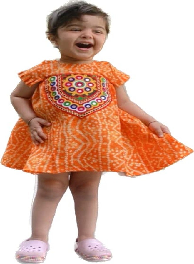 Aglare Cotton bandhni Frock,Frocks for Girls, Frocks for Kids, Frocks.Yellow - Image 5
