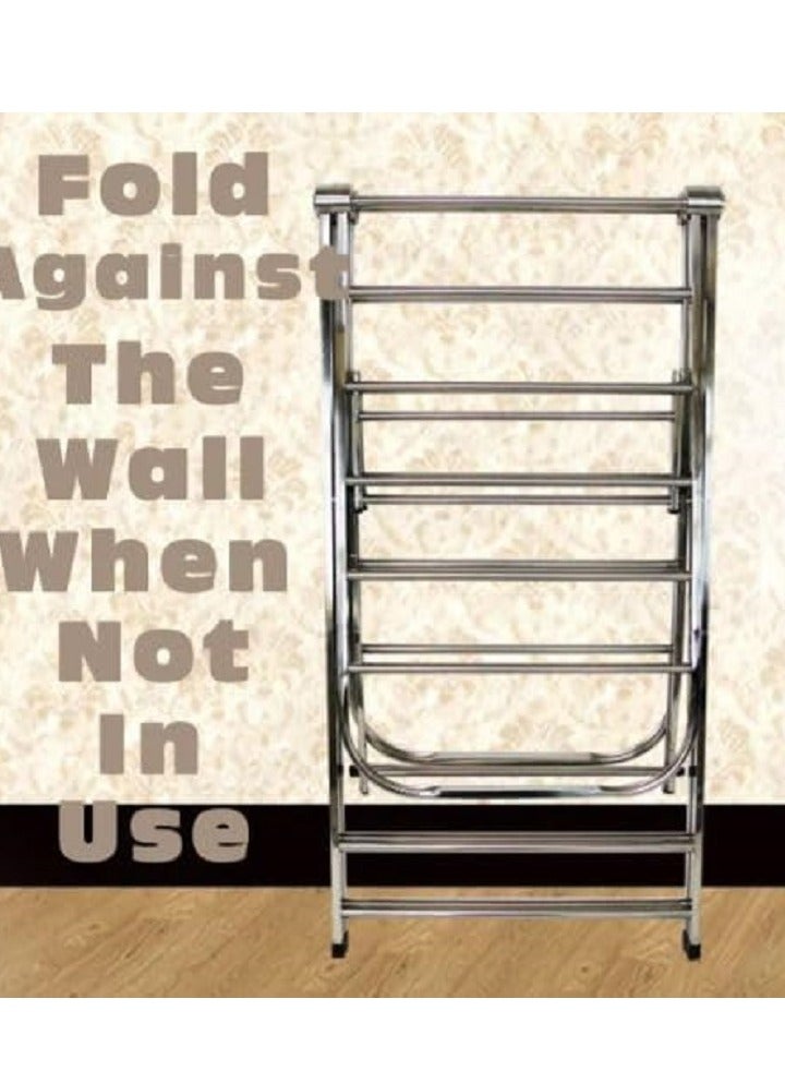 Decorhills Foldable Drying Rack for Clothes, Metal Laundry Drying Rack Collapsible, Portable Compact Rack for Sweater, Baby Clothe, Towels, Indoor & Outdoor, Height Adjustable Clothe Airer, Grey - Image 3
