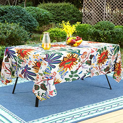 bnhjsdw Outdoor Tablecloth with Umbrella Hole for Rectangle Table, Waterproof Flowers Patio Table Cloth with Zipper - 60 x 84 inches - Image 3