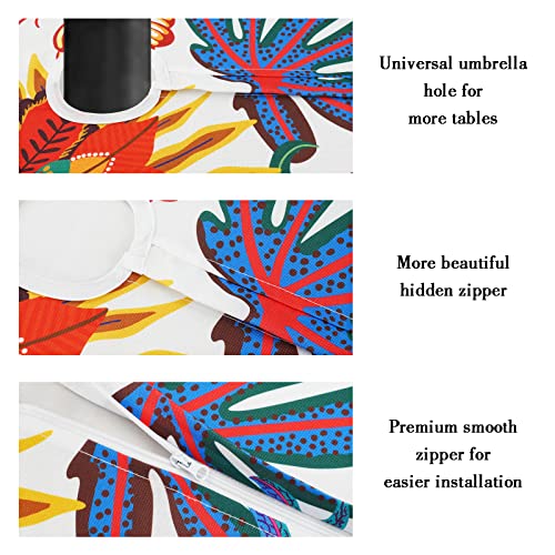 bnhjsdw Outdoor Tablecloth with Umbrella Hole for Rectangle Table, Waterproof Flowers Patio Table Cloth with Zipper - 60 x 84 inches - Image 4