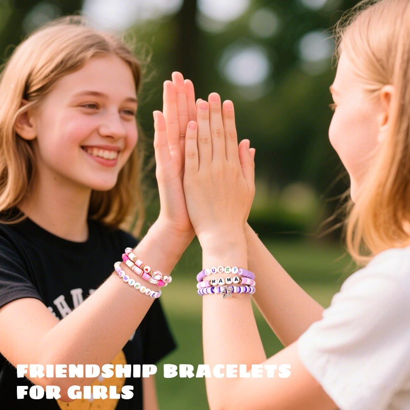 Sunlode Bracelet Making Kit 5000pcs, Jewelry Making Kit for Beginner, DIY Arts and Crafts Gift Toys for Kids Ages 6-13 Preppy Clay Beads with Charms Friendship Bracelets - Image 4