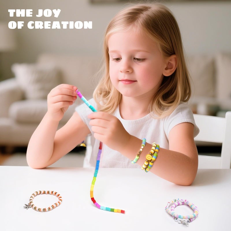 Sunlode Bracelet Making Kit 5000pcs, Jewelry Making Kit for Beginner, DIY Arts and Crafts Gift Toys for Kids Ages 6-13 Preppy Clay Beads with Charms Friendship Bracelets - Image 3