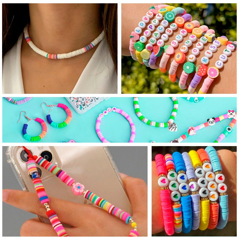 Sunlode Bracelet Making Kit 5000pcs, Jewelry Making Kit for Beginner, DIY Arts and Crafts Gift Toys for Kids Ages 6-13 Preppy Clay Beads with Charms Friendship Bracelets - Image 5