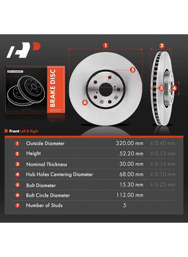 A-Premium 13.15 inch (334mm) Front Vented Disc Brake Rotors Compatible with Select Lexus Models - IS200t 2016, IS300 2018-2020, IS350 2006-2021, GS350 2007-2011, GS430, GS450h, GS460, 2-PC Set - Image 5