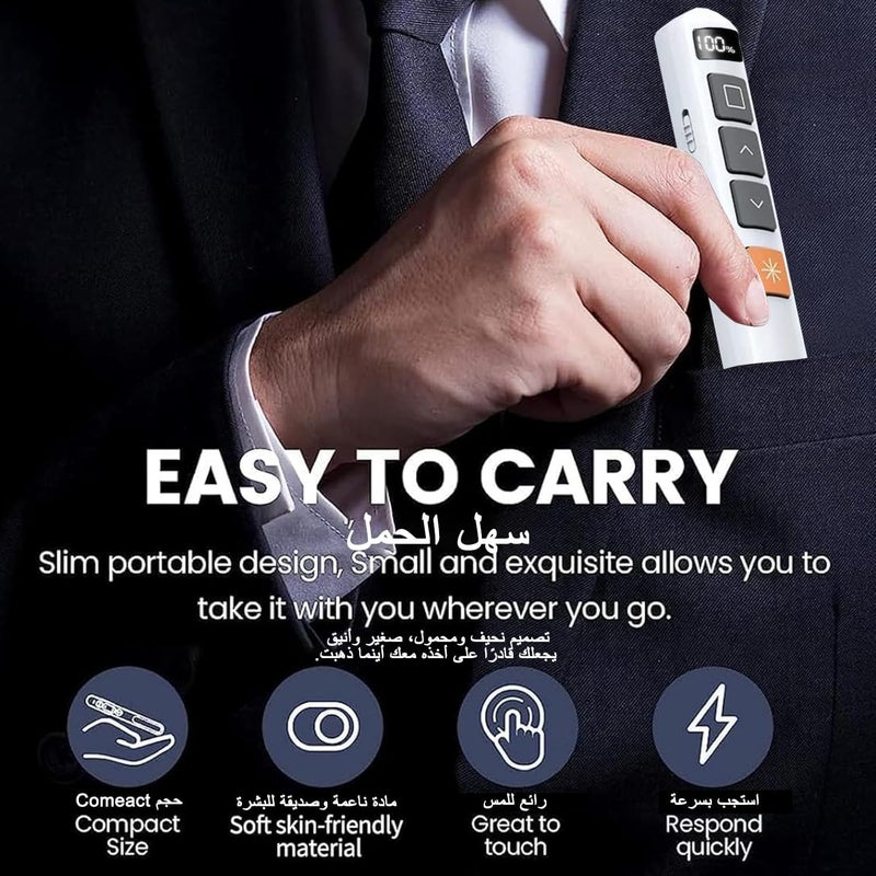 Wireless Presentation Remote with LED Display,2.4GHz Wireless PowerPoint Clicker,Portable Electronic Page Turning Pen with Hyperlink,Page & Volume Control,Suitable for Keynote PPT Mac Computer Laptop - Image 4