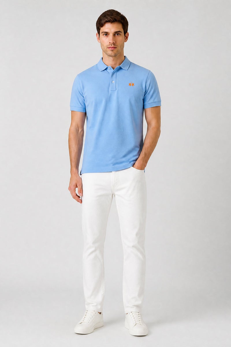 La Martina Men Regular Fit Embroidered Logo Short Sleeve Polo Shirt, Light Blue - Image 4