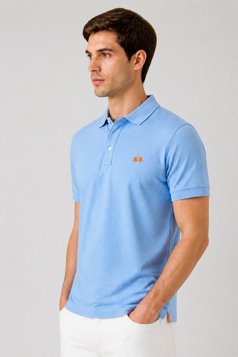 La Martina Men Regular Fit Embroidered Logo Short Sleeve Polo Shirt, Light Blue - Image 2