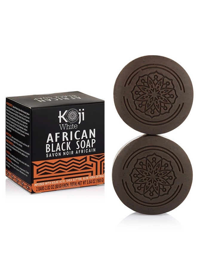 koji white African Black Soapfacial Exfoliant For Blackheads Brightening & Moisturizing Skin With Kojic Acid Shea Butter Aloe Vera For Glowing Skinvegan Parabenfree 2.82Oz (2 Bars)  - Image 1