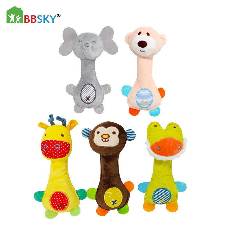 بي بي سكاي لعبة عصا خشخشة للأطفال من BBSKY - لعبة مسك على شكل حيوانات كرتونية للرضع، خشخاشة معلّقة لتنمية الحواس - Image 2