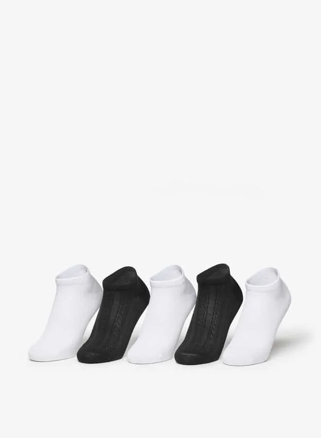 Flora Bella By Shoexpress Women Textured Ankle Length Socks - Set of 5