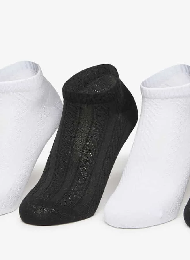 Flora Bella By Shoexpress Women Textured Ankle Length Socks - Set of 5