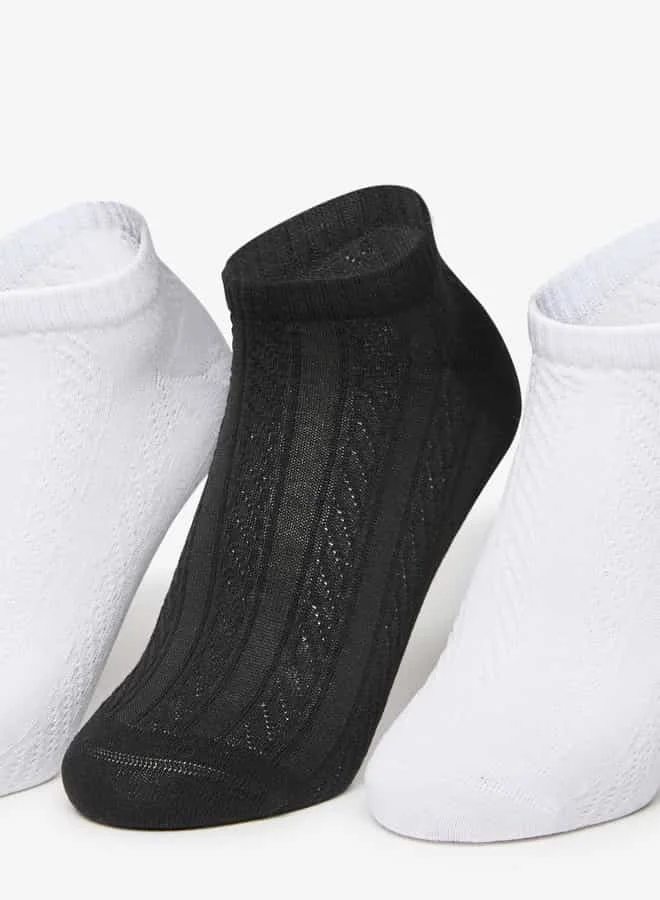 Flora Bella By Shoexpress Women Textured Ankle Length Socks - Set of 5
