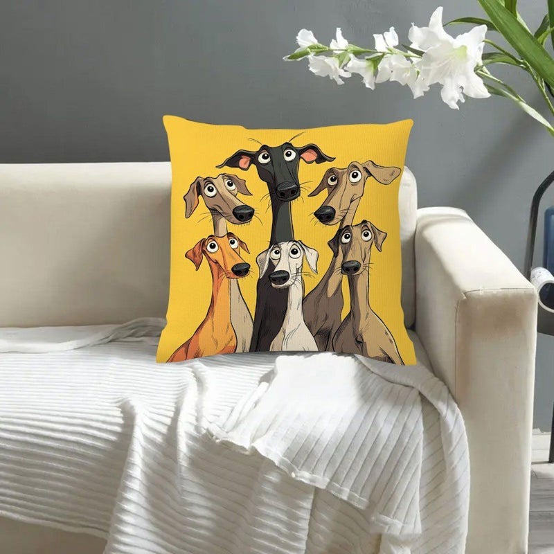 Cartoon Style Cute Dog Pillowcase Colorful Dogs Gathering Print Soft Polyester Short Plush Cover Single Sided Decorative Pillow Case 17.7x17.7 Inches Machine Washable Zipper Closure Without Insert - Image 5
