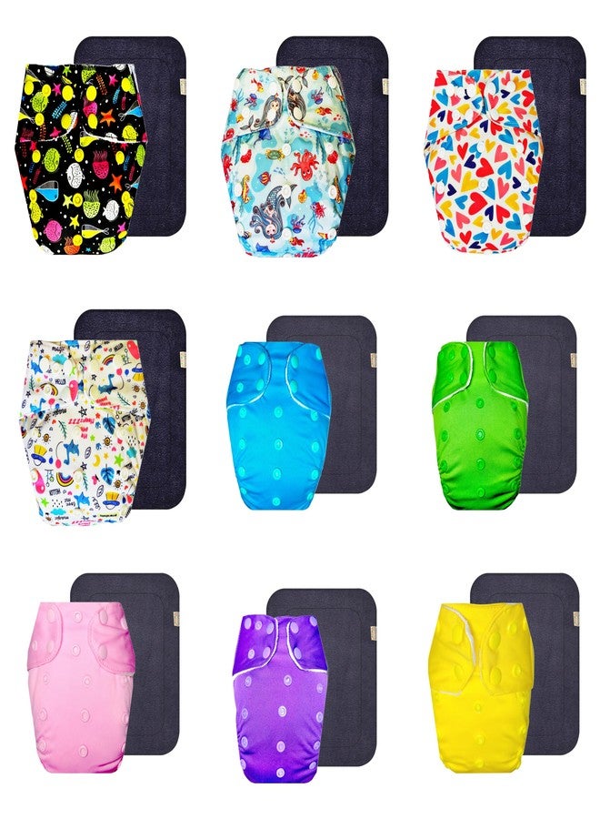 Dumbledo Premium Cloth Diaper with Gray Insert (Pack of 9) | Dry Feel and Comfortable | Reusable & Washable | Easy to Clean | Worry-Free Diapering | 3 Months - 3 Years | Unisex Baby - Image 1