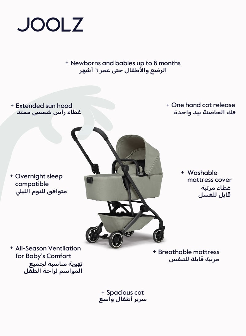 جولز حمالة الأطفال آير+ من جولز لعربة الأطفال - خفيفة الوزن، قابلة للطي، ومثالية للسفر، سرير مريح للرضع مع مرتبة قابلة للتنفس وغطاء واقي مهوّى - مناسبة من 0 إلى 6 أشهر - لون أخضر حكيم - Image 2