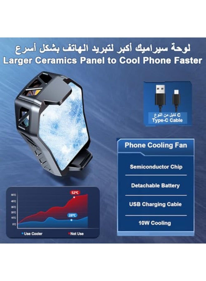 مروحة تبريد لجهاز الجوال مع إضاءة RGB، مبرد موبايل بتقنية شبه موصل، مروحة تبريد محمولة فورية للألعاب بحجم 4.7-7.5 إنش، خفيفة الوزن وصامتة لبث تيك توك المباشر في الهواء الطلق. - Image 2