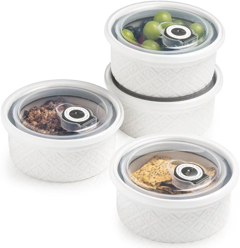 MISSYSSIM 16 oz Creme Brulee Ramekins Oven Safe, Small Souffle Ramekin with lid, Mini Porcelain Ramekins Set with Covers, Small Ceramic Baking Dish Set of 4 - Image 1