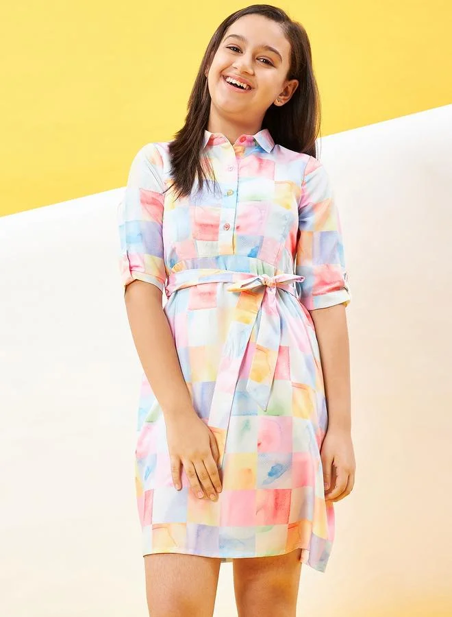 Stylo Bug Stylo Bug Checked Print Shirt Dress with Tie Belt