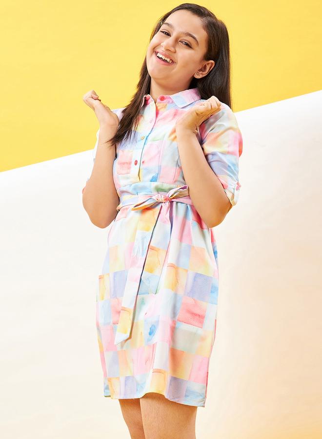 ستايلو بج فستان قميص كاروهات من ستايلو باغ بحزام ربط - Image 3