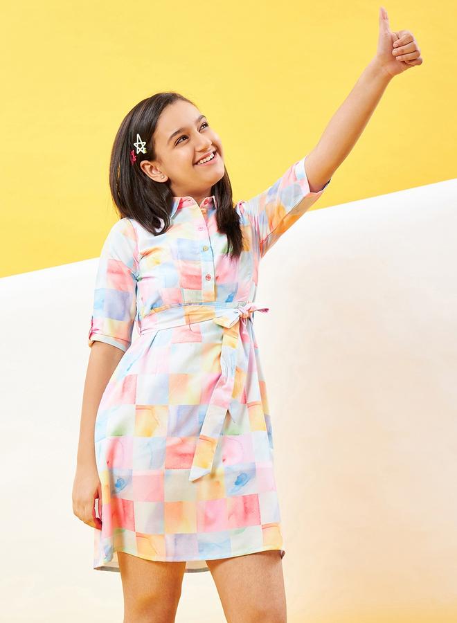 ستايلو بج فستان قميص كاروهات من ستايلو باغ بحزام ربط - Image 4