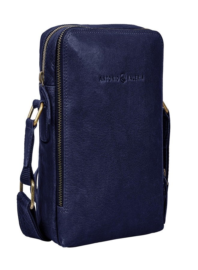 ANTONIO VALERIA Alex Washed Blue Leather Crossbody Bag - Image 3
