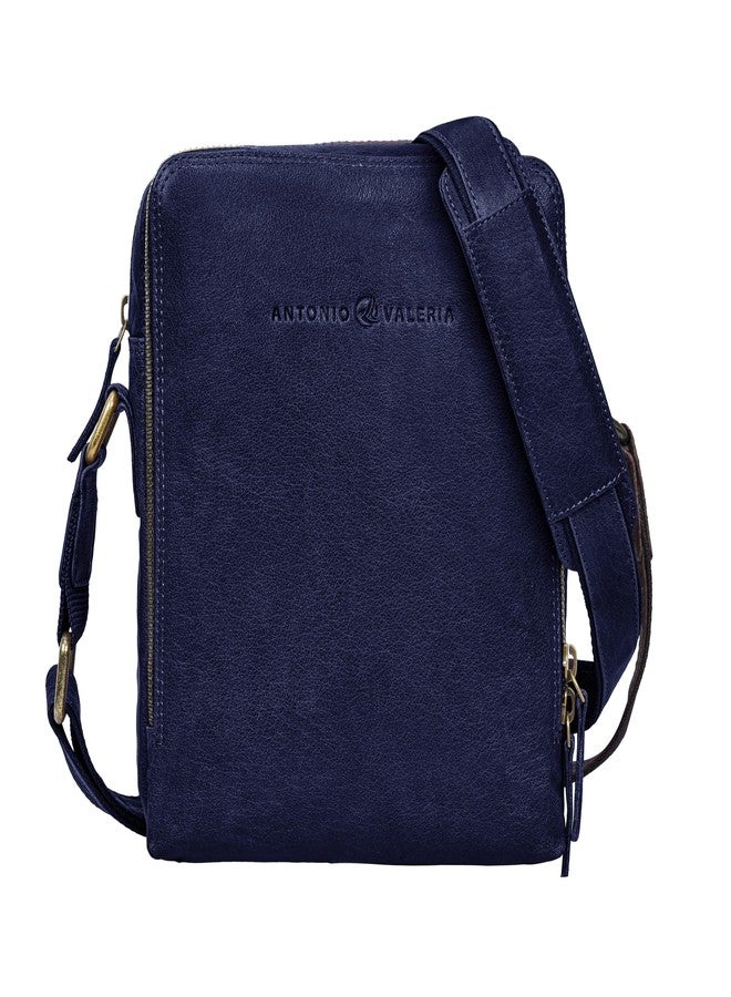 ANTONIO VALERIA Alex Washed Blue Leather Crossbody Bag - Image 2