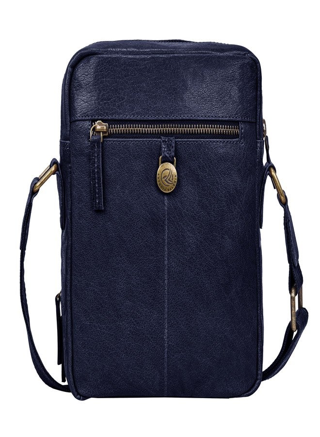 ANTONIO VALERIA Alex Washed Blue Leather Crossbody Bag - Image 5