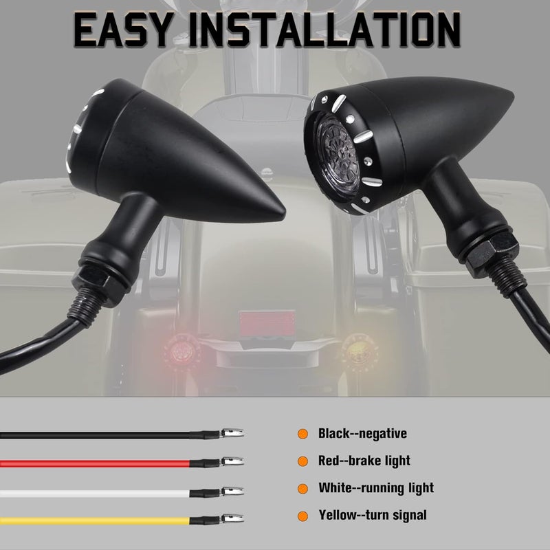 NTHREEAUTO إشارات الانعطاف الخلفية NTHREEAUTO LED للدراجات النارية، ضوء الفرامل الخلفي الأحمر البرتقالي - Image 5