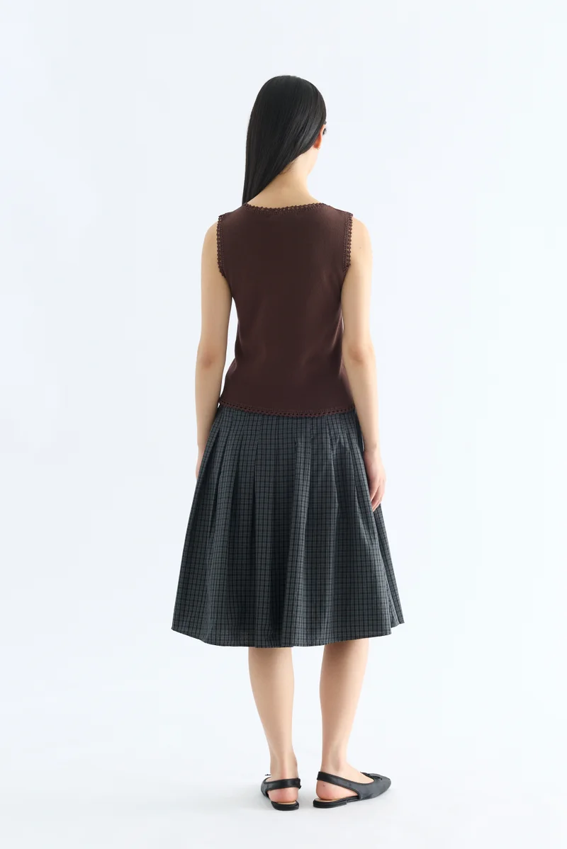 The Editor's Market Decole Crochet Trim Knit Tank