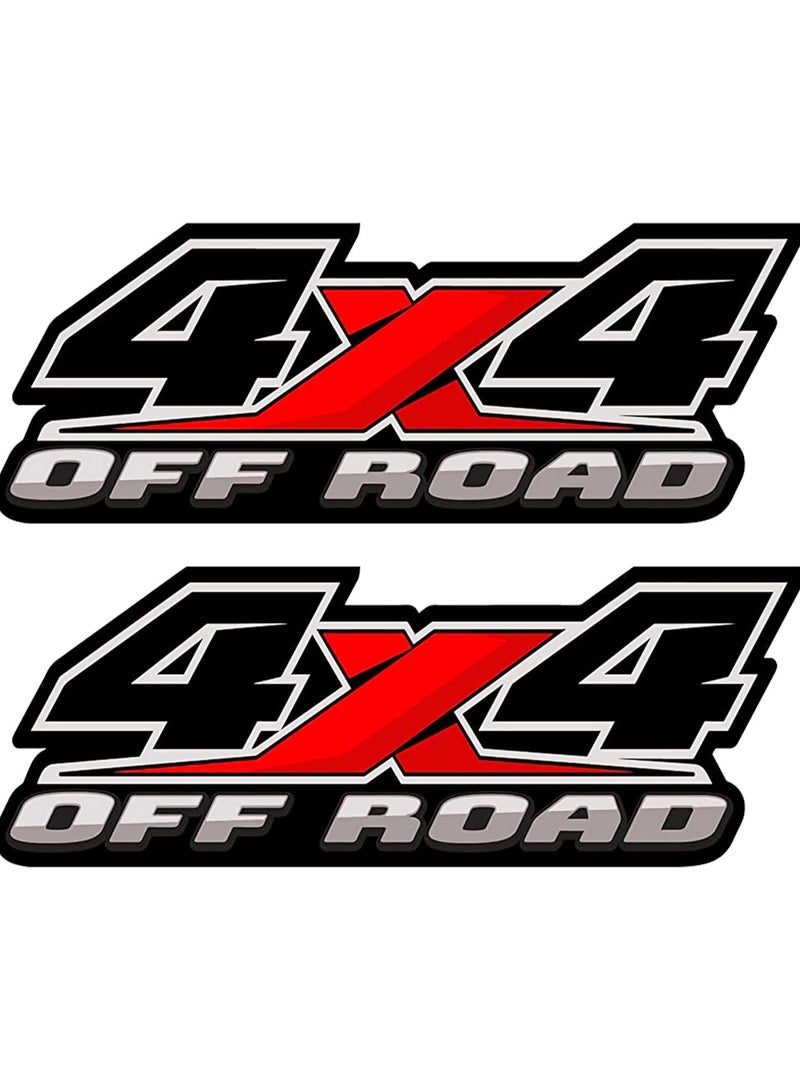 مؤسسة فكرة اليوم ملصقات شعارات الطرق الوعرة 4X4، قطعتان، ملحقات تزيين السيارات، شعارات بديلة متوافقة مع فورد F-150 F-250 F-350 تاكوما تندرا رام سيلفرادو شاحنة بيك اب، مع ممسحة 1 قطعة، أسود وأحمر - Image 1