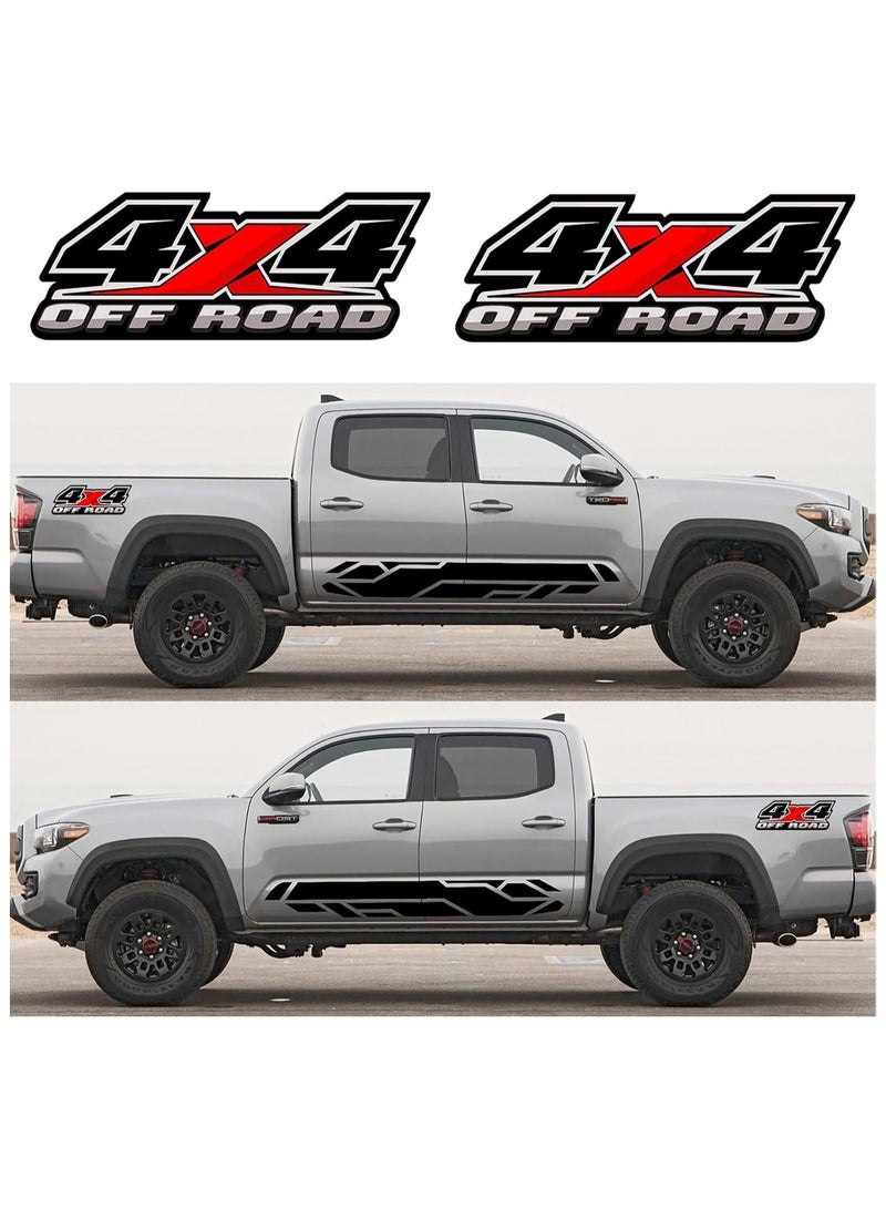 مؤسسة فكرة اليوم ملصقات شعارات الطرق الوعرة 4X4، قطعتان، ملحقات تزيين السيارات، شعارات بديلة متوافقة مع فورد F-150 F-250 F-350 تاكوما تندرا رام سيلفرادو شاحنة بيك اب، مع ممسحة 1 قطعة، أسود وأحمر - Image 2