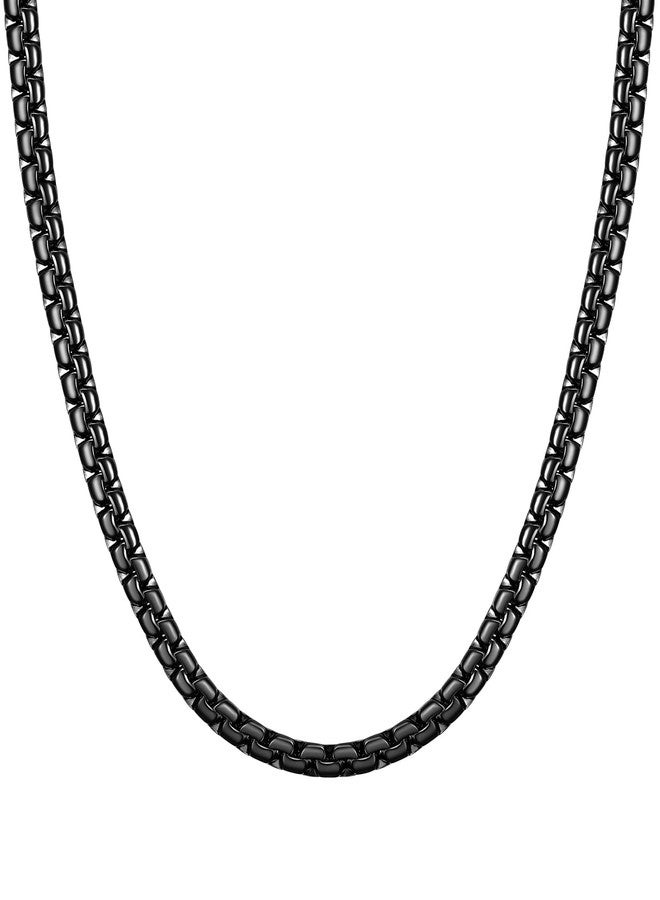 U7 Black Cuban Link Chain for Men Stainless Steel Mens Necklaces 6mm Neck Chains Accessories Jewelry for Men - Image 1