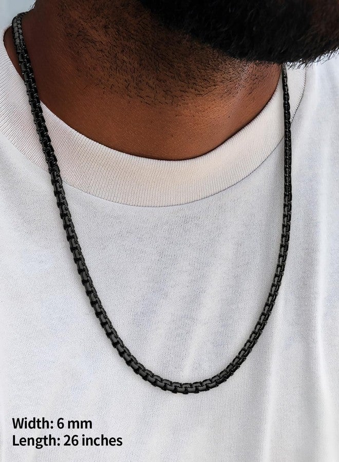 U7 Black Cuban Link Chain for Men Stainless Steel Mens Necklaces 6mm Neck Chains Accessories Jewelry for Men - Image 2