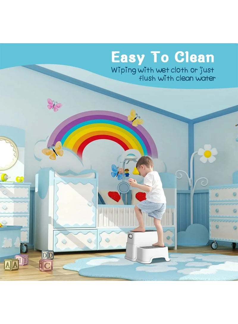 GT-Wheel Toddler Step Stool for Bathroom Sink Toilet Potty Training 2 Step Stool with Handle - Image 2
