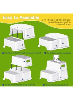 GT-Wheel Toddler Step Stool for Bathroom Sink Toilet Potty Training 2 Step Stool with Handle  - Image 4