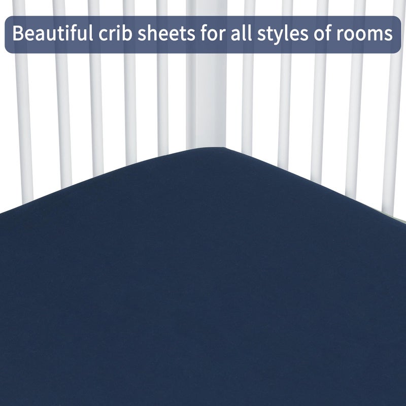 GUNTAIL Baby Crib Sheets for Boys Girls, 2 Pack Fitted Crib Sheet for Standard Crib and Toddler Mattress, Soft Microfiber Baby Sheet 52x28x8in (Navy & Gray) - Image 5