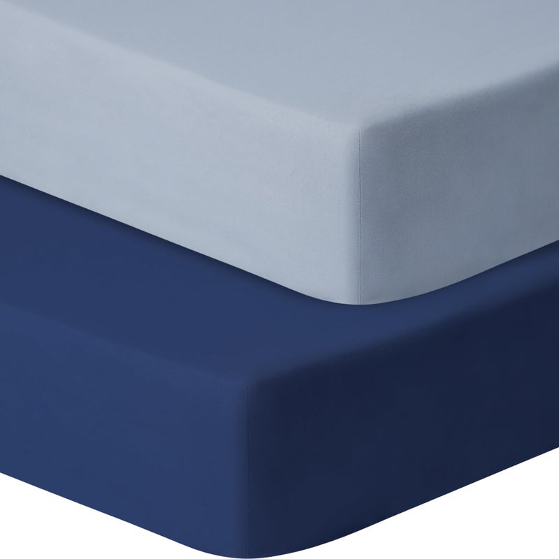 GUNTAIL Baby Crib Sheets for Boys Girls, 2 Pack Fitted Crib Sheet for Standard Crib and Toddler Mattress, Soft Microfiber Baby Sheet 52x28x8in (Navy & Gray) - Image 1