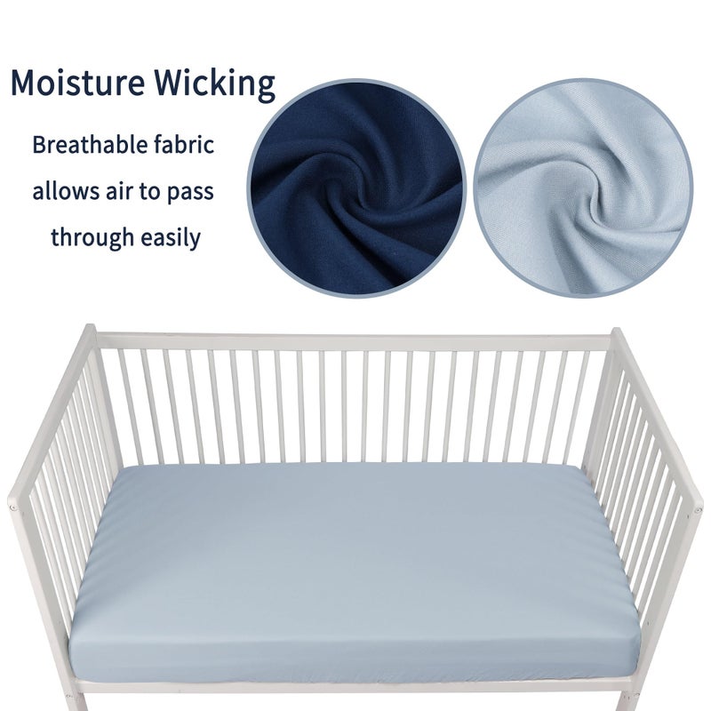 GUNTAIL Baby Crib Sheets for Boys Girls, 2 Pack Fitted Crib Sheet for Standard Crib and Toddler Mattress, Soft Microfiber Baby Sheet 52x28x8in (Navy & Gray) - Image 3