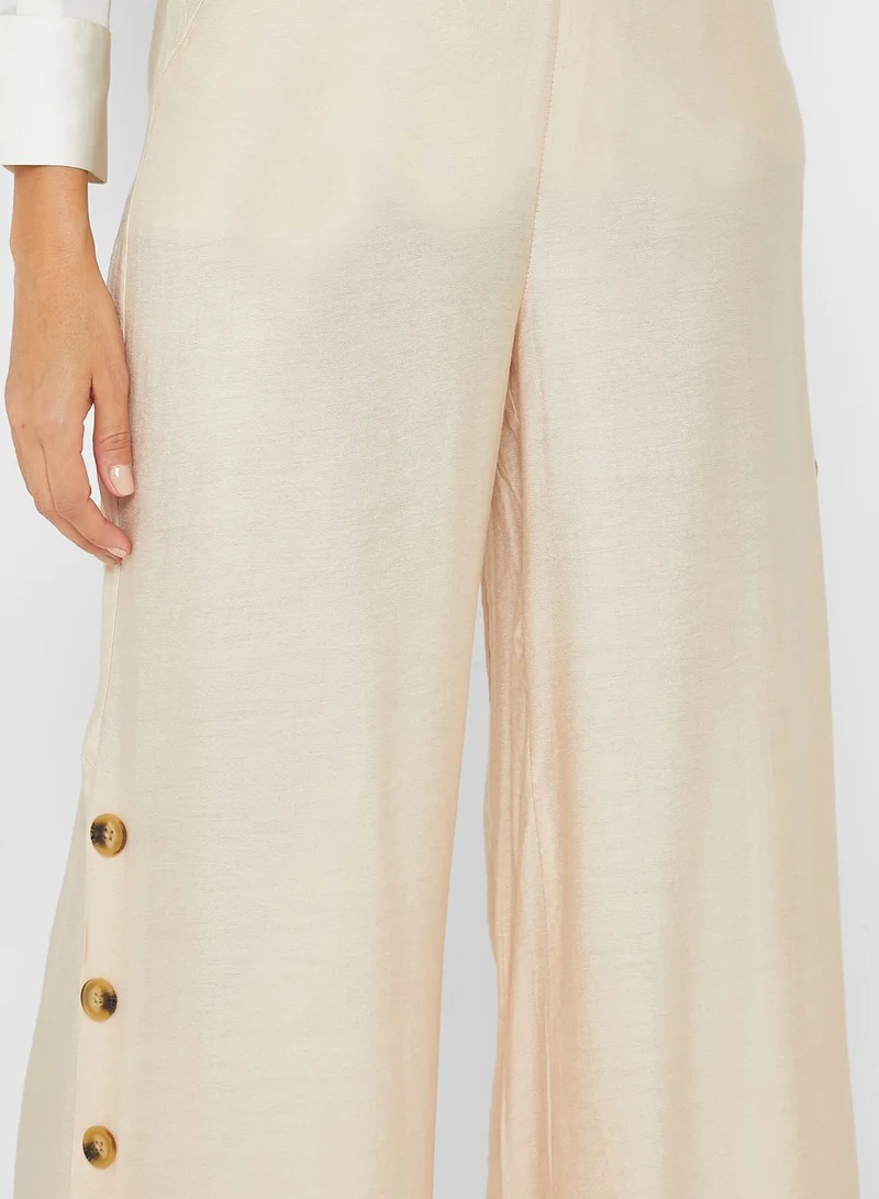 Refka by modanisa Button Detail Wide Leg Pants