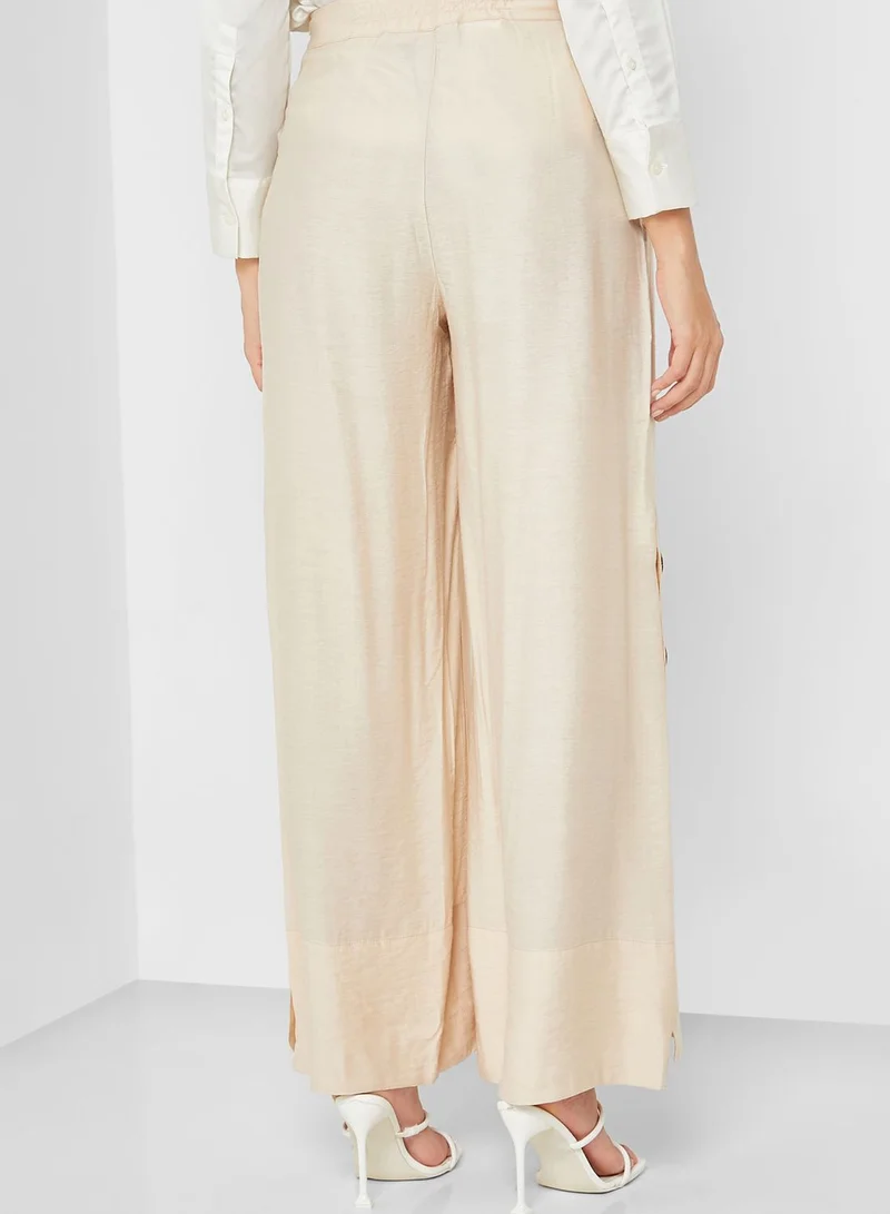 Refka by modanisa Button Detail Wide Leg Pants