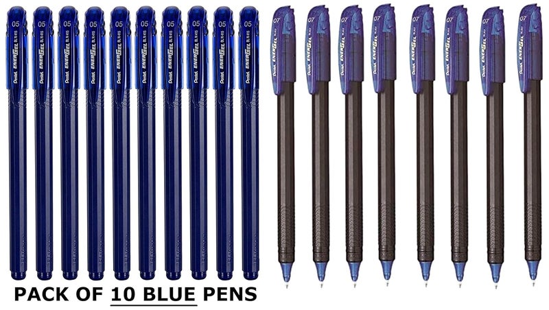 Pentel Energel Roller Gel Pen Set - Pack of 8 (Blue) Energel 0.5 Roller Ball Pen Set - Pack of 10 (Blue) - Image 1