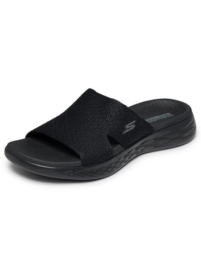 SKECHERS Women's Slide Sandal Black 8, 38 EU - Image 1